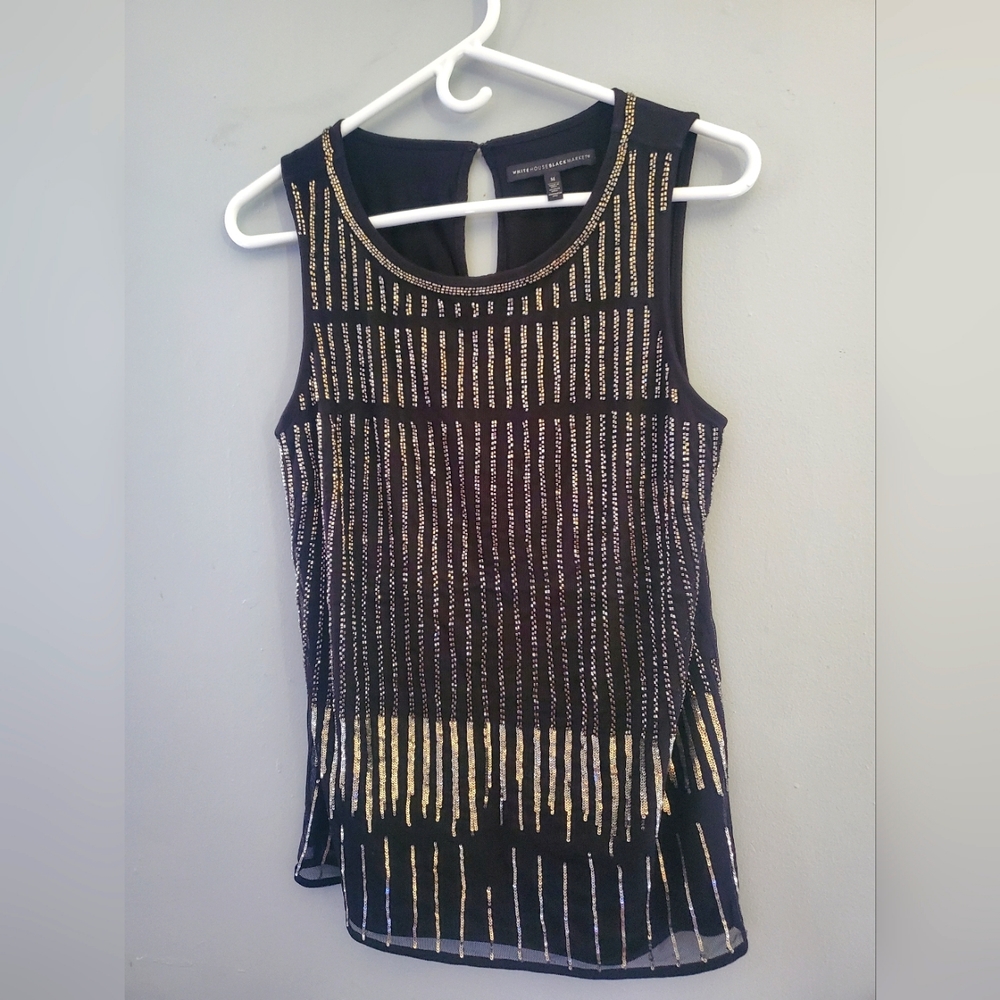 White House Black Market Beaded top sz MED